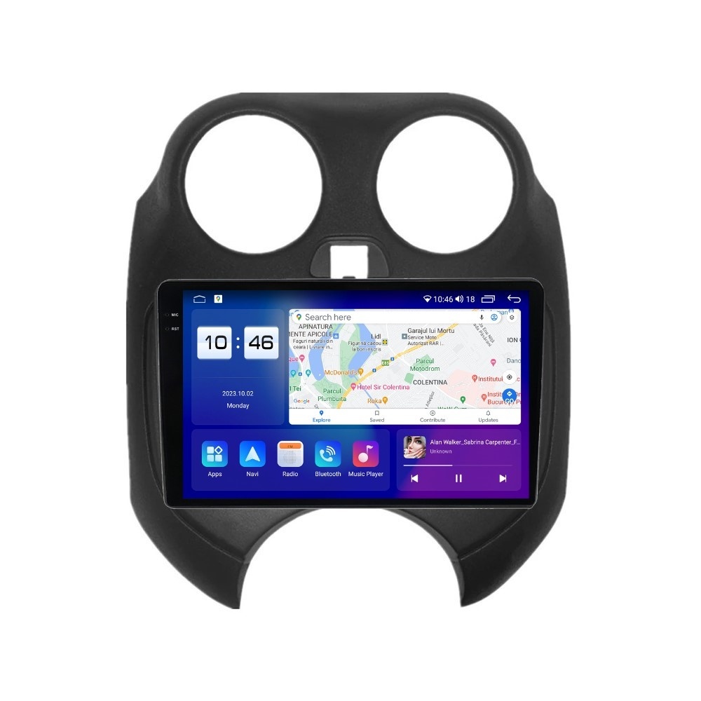 Navigatie dedicata cu Android Nissan Micra IV 2010 - 2013, 4GB RAM, Radio GPS Dual Zone, Display 2K QLED 9.5