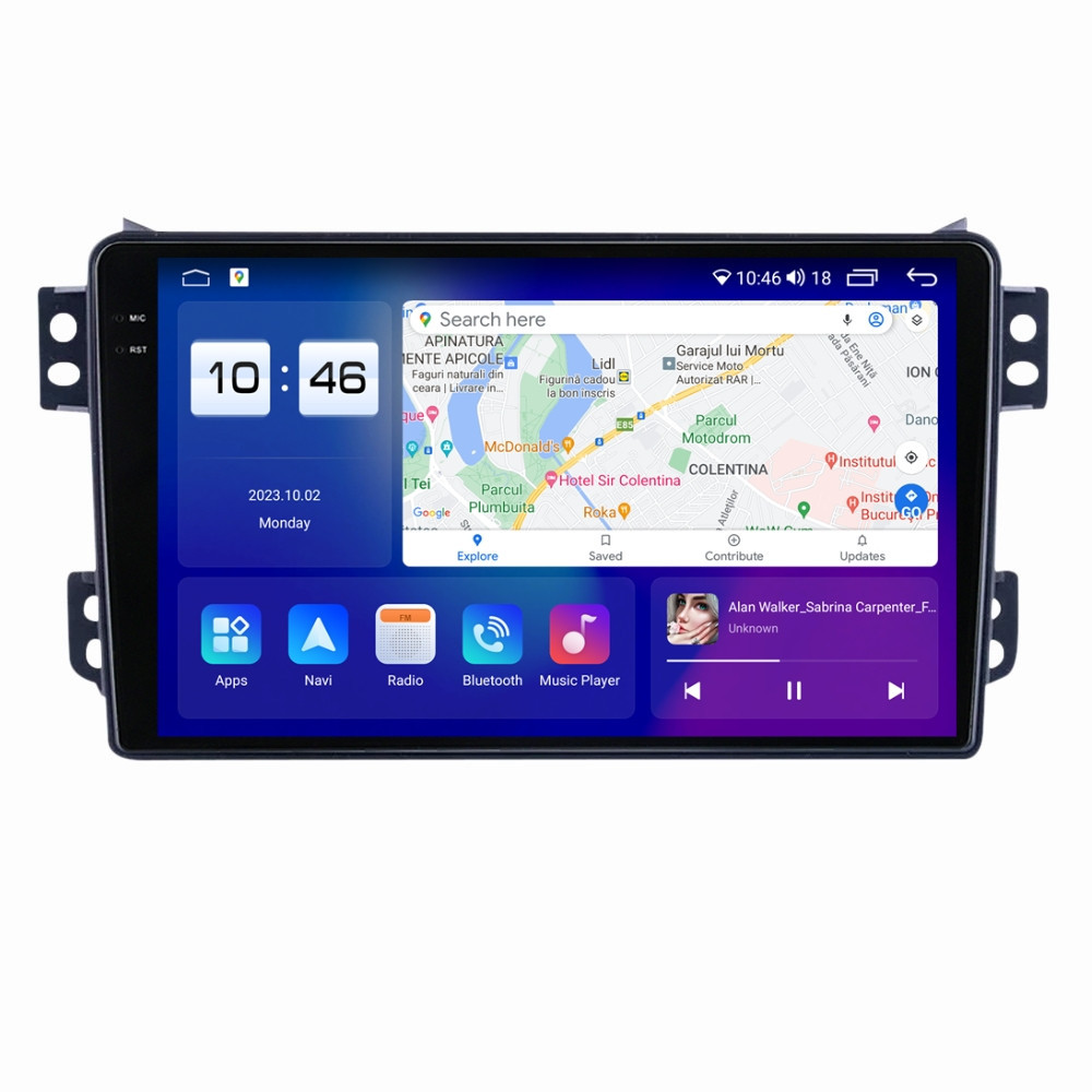 Navigatie dedicata cu Android Opel Agila 2007 - 2014, 4GB RAM, Radio GPS Dual Zone, Display 2K QLED 9.5