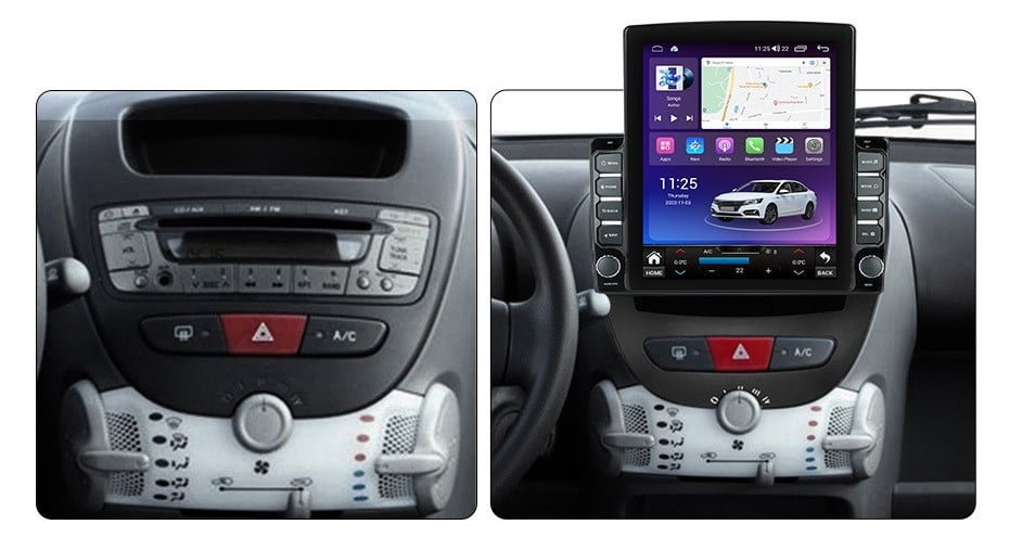 Navigatie dedicata cu Android Peugeot 107 2005 - 2014, 4GB RAM, Radio GPS Dual Zone, Touchscreen IPS 9.7