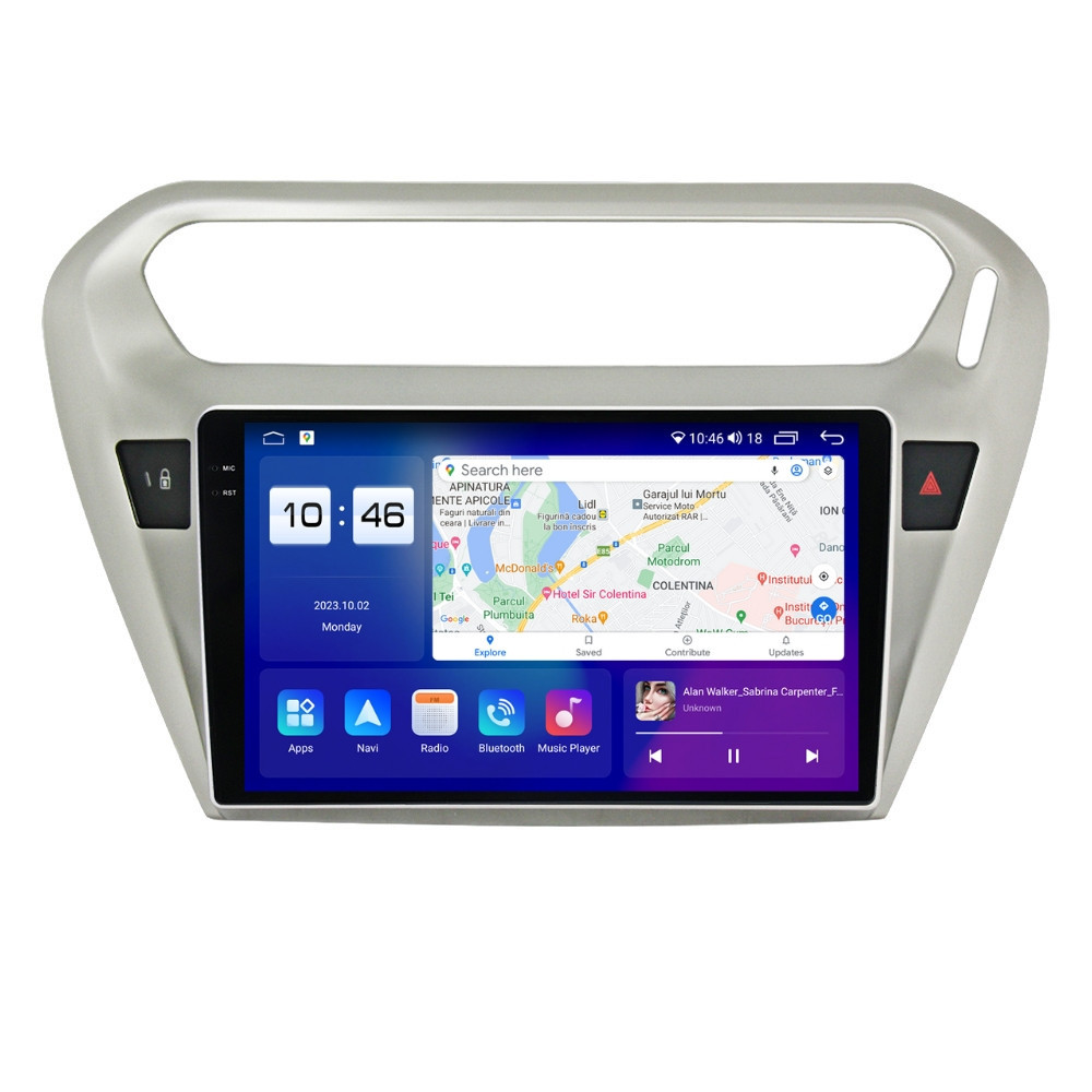 Navigatie dedicata cu Android Peugeot 301 dupa 2012, 8GB RAM, Radio GPS Dual Zone, Display 2K QLED 9.5