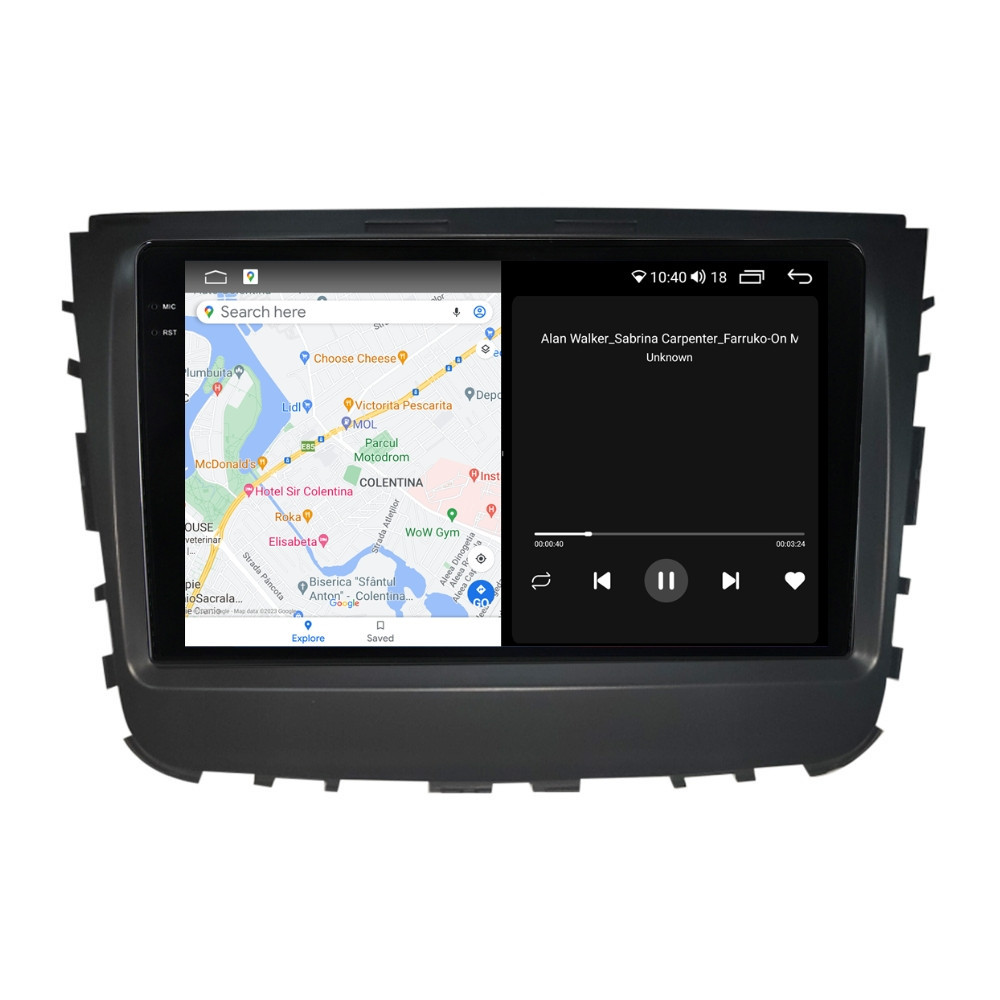 Navigatie dedicata cu Android Ssangyong Musso dupa 2018, 4GB RAM, Radio GPS Dual Zone, Display 2K QLED 9.5