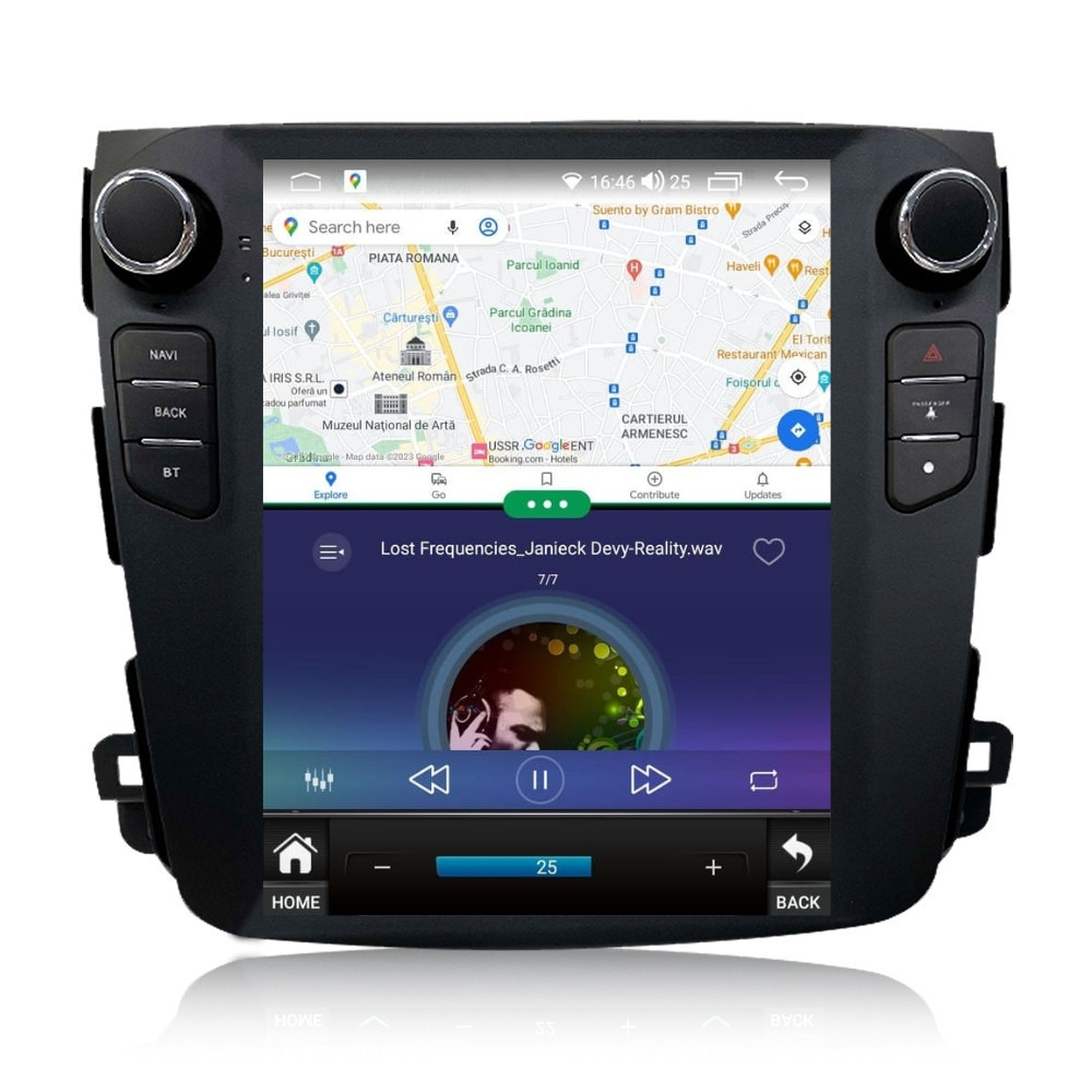 Navigatie dedicata cu Android tip tesla Mitsubishi Outlander II 2006 - 2012, 4GB RAM, Radio GPS Dual Zone, Touchscreen IPS 9.7