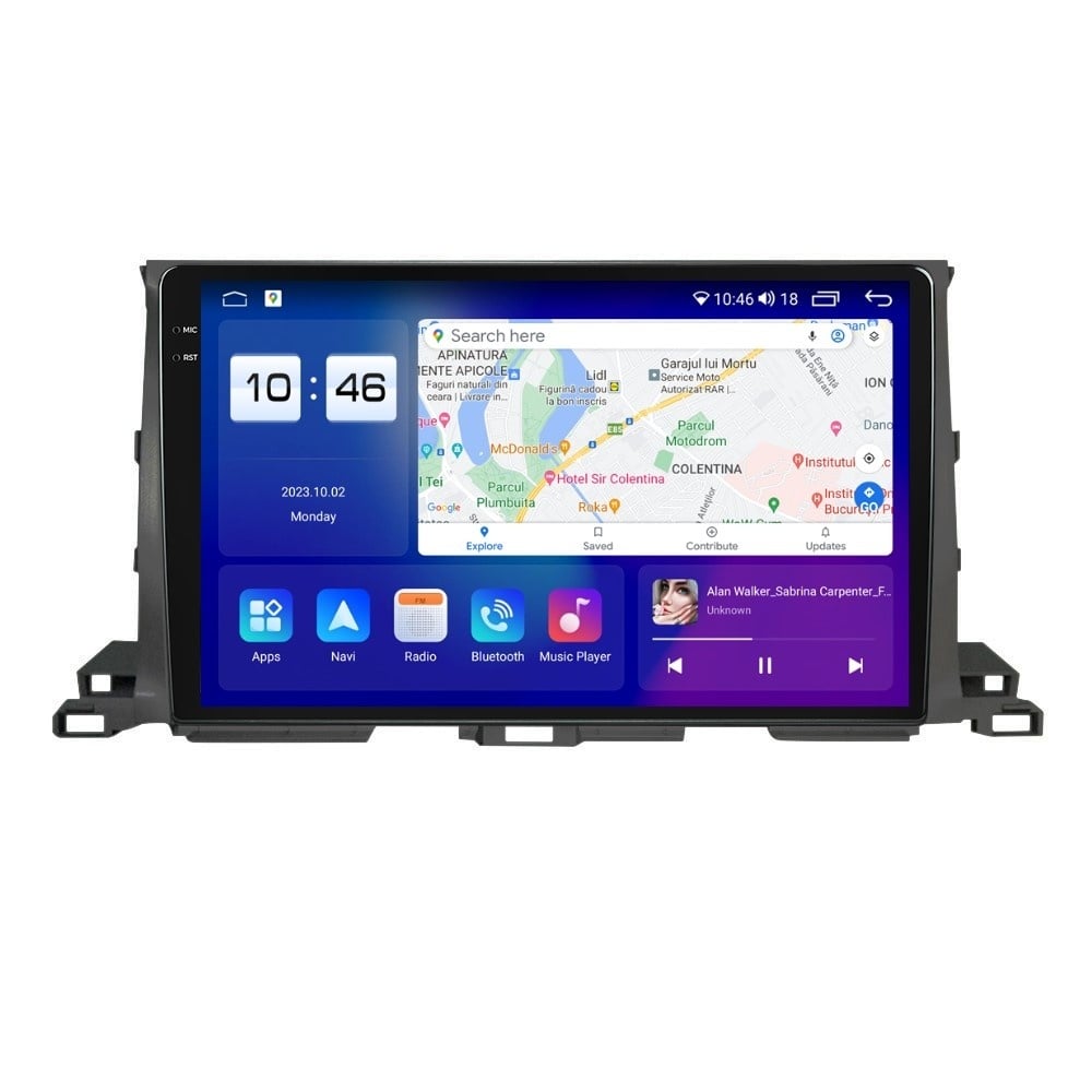 Navigatie dedicata cu Android Toyota Highlander 2013 - 2021, 4GB RAM, Radio GPS Dual Zone, Display 2K QLED 10.36