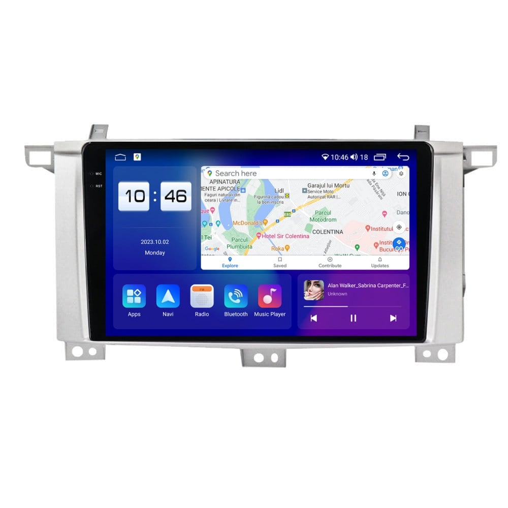 Navigatie dedicata cu Android Toyota Land Cruiser J100 2002 - 2008, 4GB RAM, Radio GPS Dual Zone, Display 2K QLED 9.5