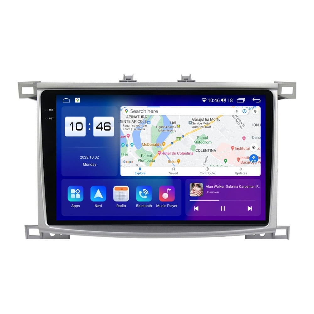 Navigatie dedicata cu Android Toyota Land Cruiser J100 2002 - 2008, 8GB RAM, Radio GPS Dual Zone, Display 2K QLED 10.36