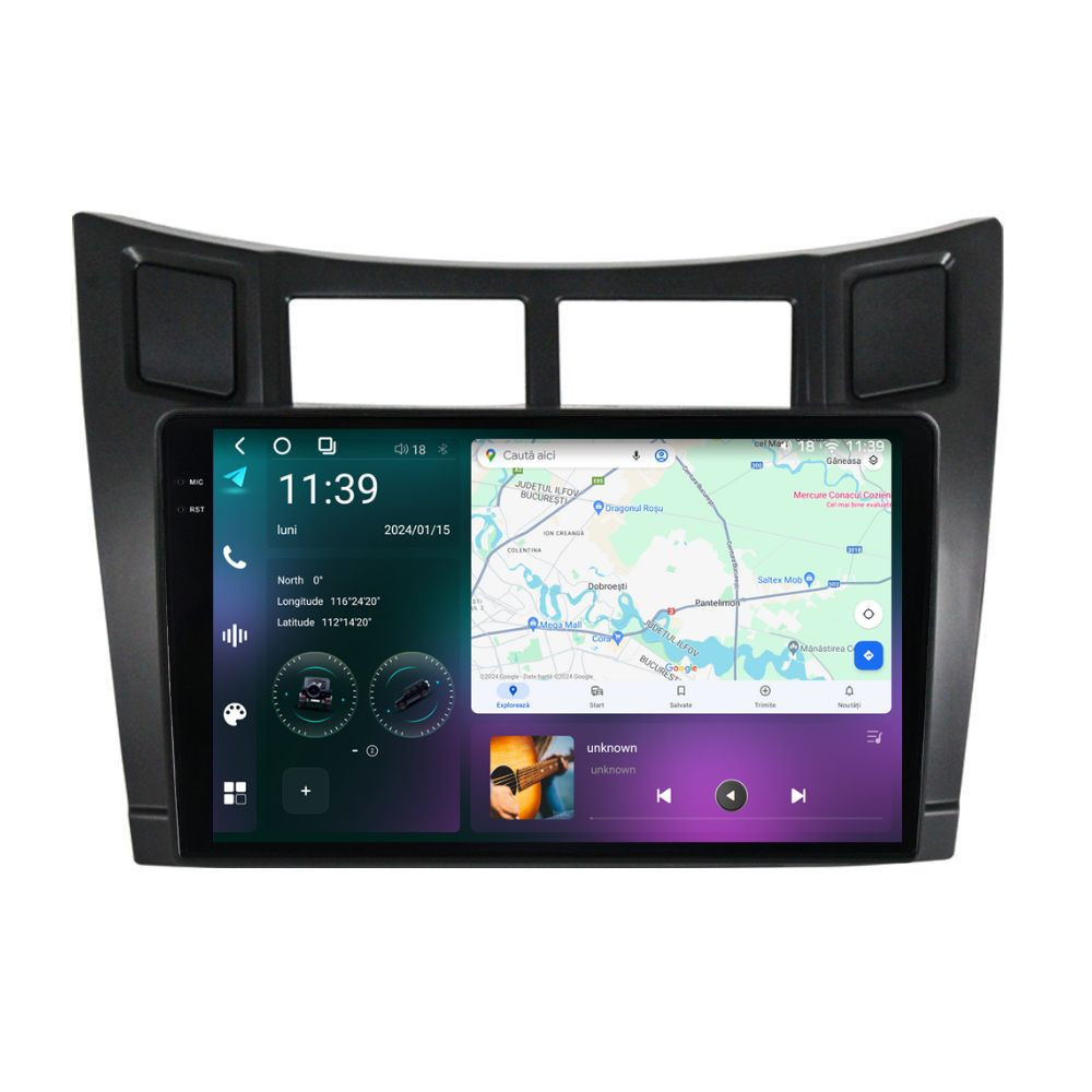 Navigatie dedicata cu Android Toyota Yaris 2006 - 2011, 12GB RAM, Radio GPS Dual Zone, Display 2K QLED 9.5