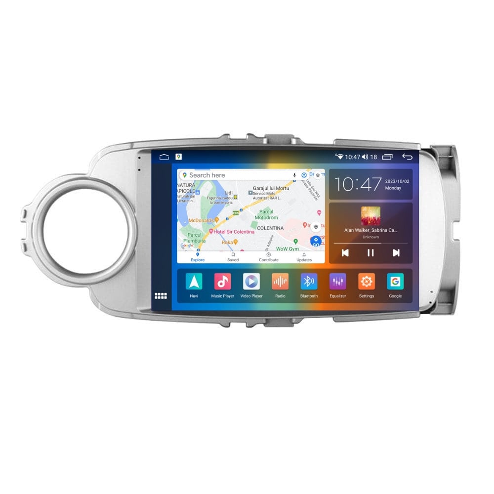 Navigatie dedicata cu Android Toyota Yaris P13 2011 - 2018, 4GB RAM, Radio GPS Dual Zone, Display 2K QLED 9.5