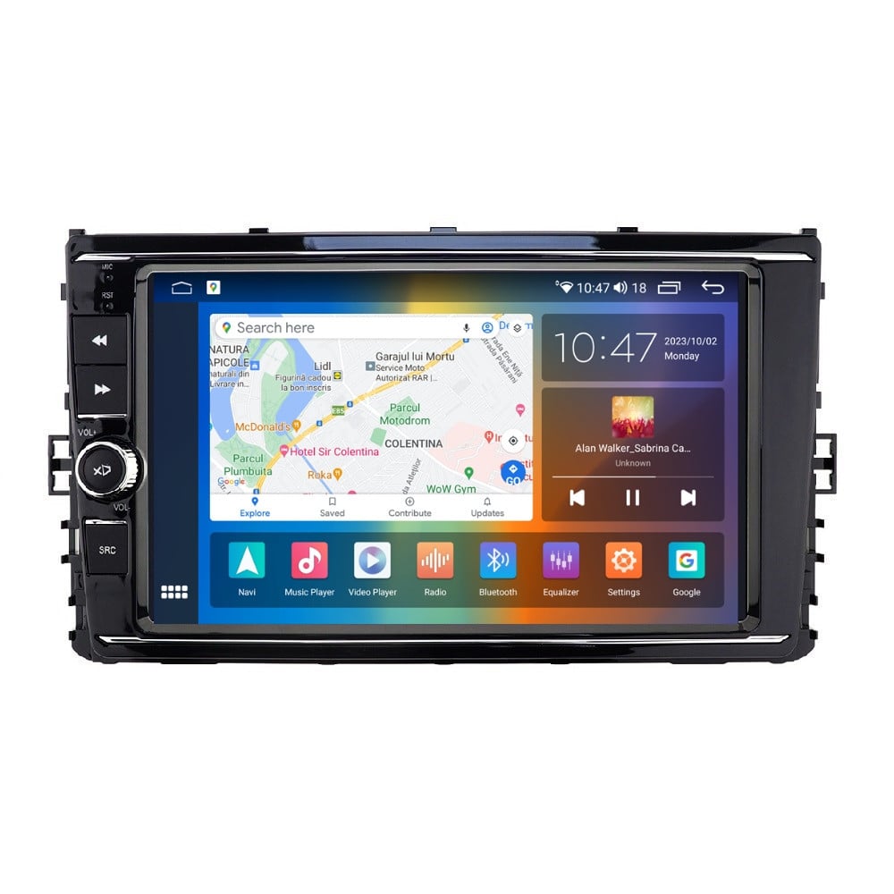 Navigatie dedicata cu Android VW Multivan T6 2020 - 2021, 4GB RAM, Radio GPS Dual Zone, Display 2K QLED 9.5\'\' Touchscreen, Internet Wi-Fi si slot SIM 4G, Bluetooth, MirrorLink, USB, Waze - 2 | YEO