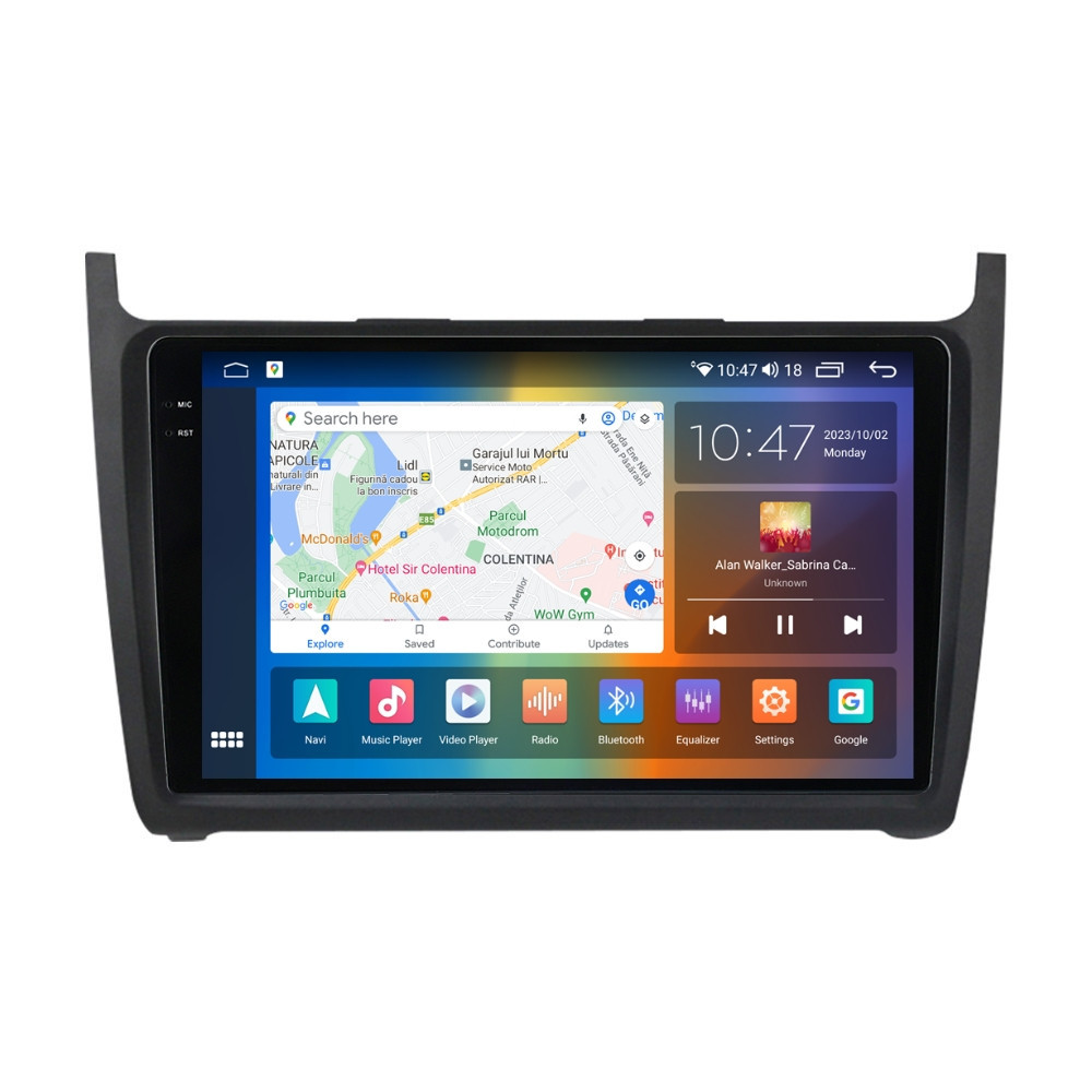 Navigatie dedicata cu Android VW Polo 6R 2009 - 2018, 8GB RAM, Radio GPS Dual Zone, Display 2K QLED 9.5