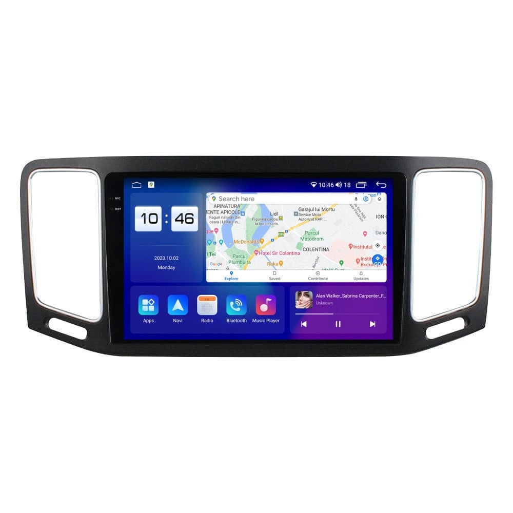 Navigatie dedicata cu Android VW Sharan dupa 2010, 8GB RAM, Radio GPS Dual Zone, Display 2K QLED 9.5\'\' Touchscreen, Internet Wi-Fi si slot SIM 4G, Bluetooth, MirrorLink, USB, Waze - 1 | YEO