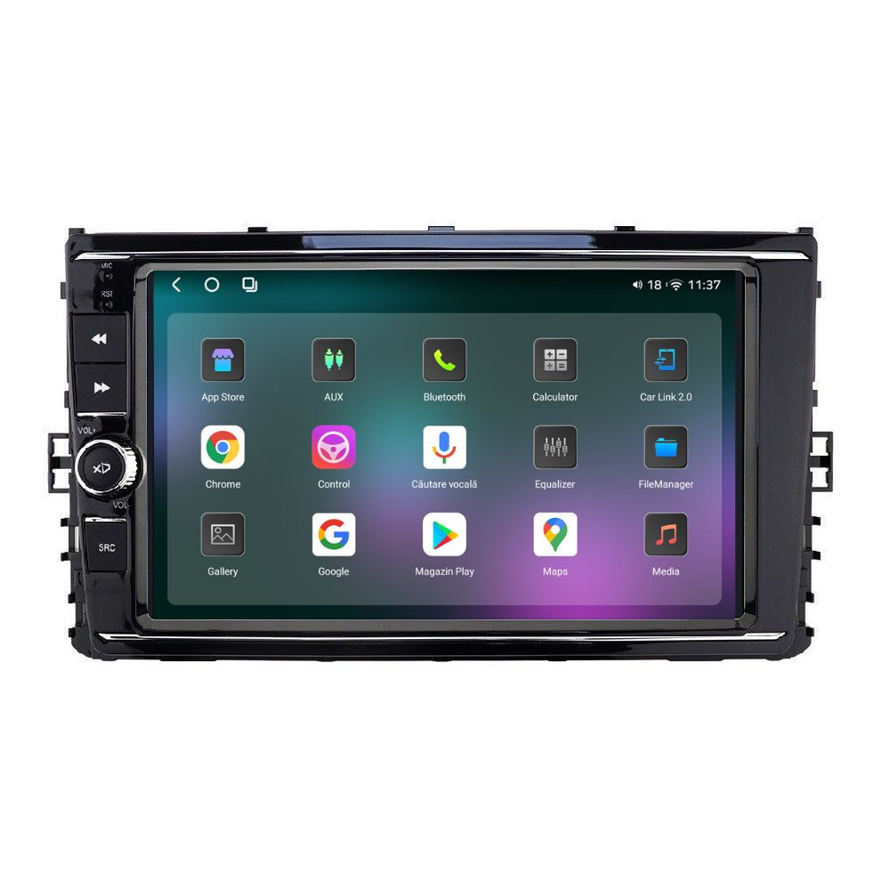 Navigatie dedicata cu Android VW T-Cross dupa 2018, 12GB RAM, Radio GPS Dual Zone, Display 2K QLED 9.5\'\' Touchscreen, Internet Wi-Fi si slot SIM 4G, Bluetooth, MirrorLink, USB, Waze - 2 | YEO