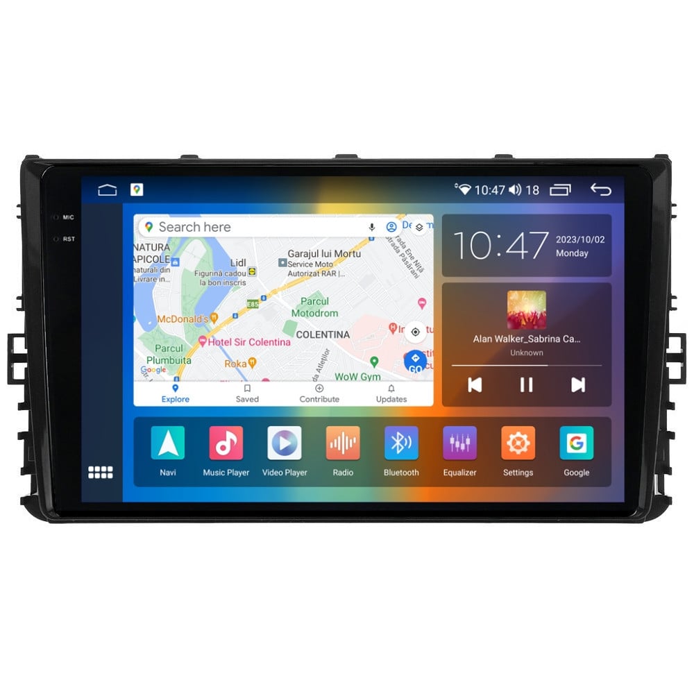 Navigatie dedicata cu Android VW Transporter / Caravelle dupa 2020, 8GB RAM, Radio GPS Dual Zone, Display 2K QLED 9.5