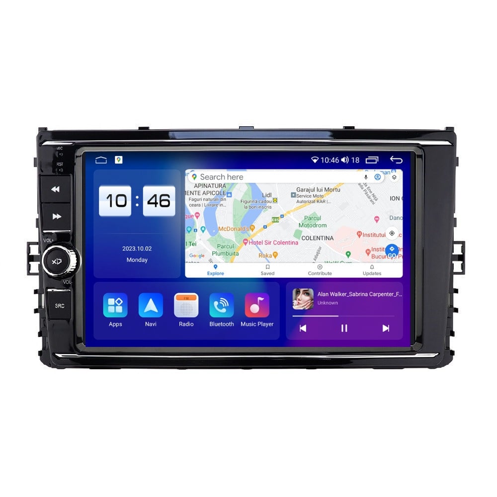 Navigatie dedicata cu Android VW Transporter / Caravelle dupa 2020, 8GB RAM, Radio GPS Dual Zone, Display 2K QLED 9.5\'\' Touchscreen, Internet Wi-Fi si slot SIM 4G, Bluetooth, MirrorLink, USB, Waze - 1 | YEO