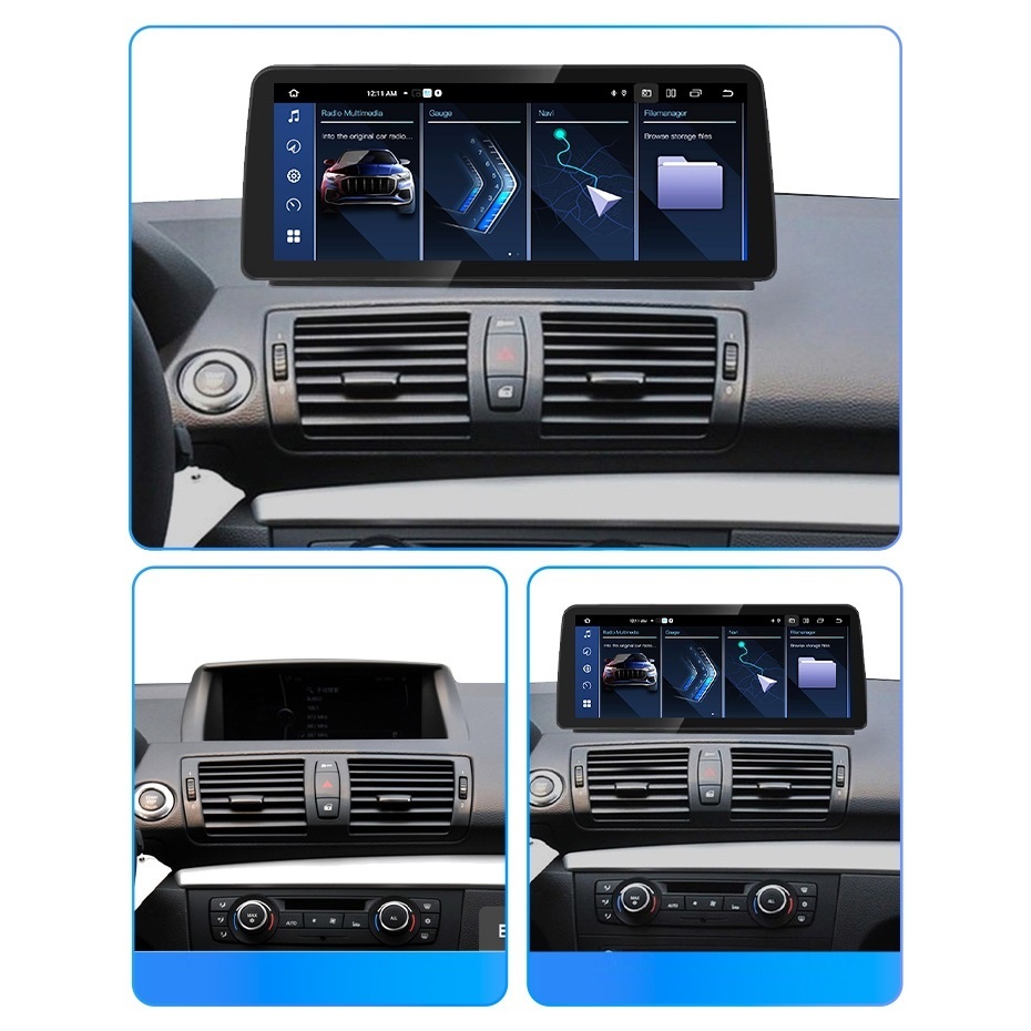 Navigatie dedicata cu Android BMW Seria 1 (E81 / E87) 2003 - 2013 fara navigatie originala, 6GB RAM, Radio GPS Dual Zone, Display QLED 12.3