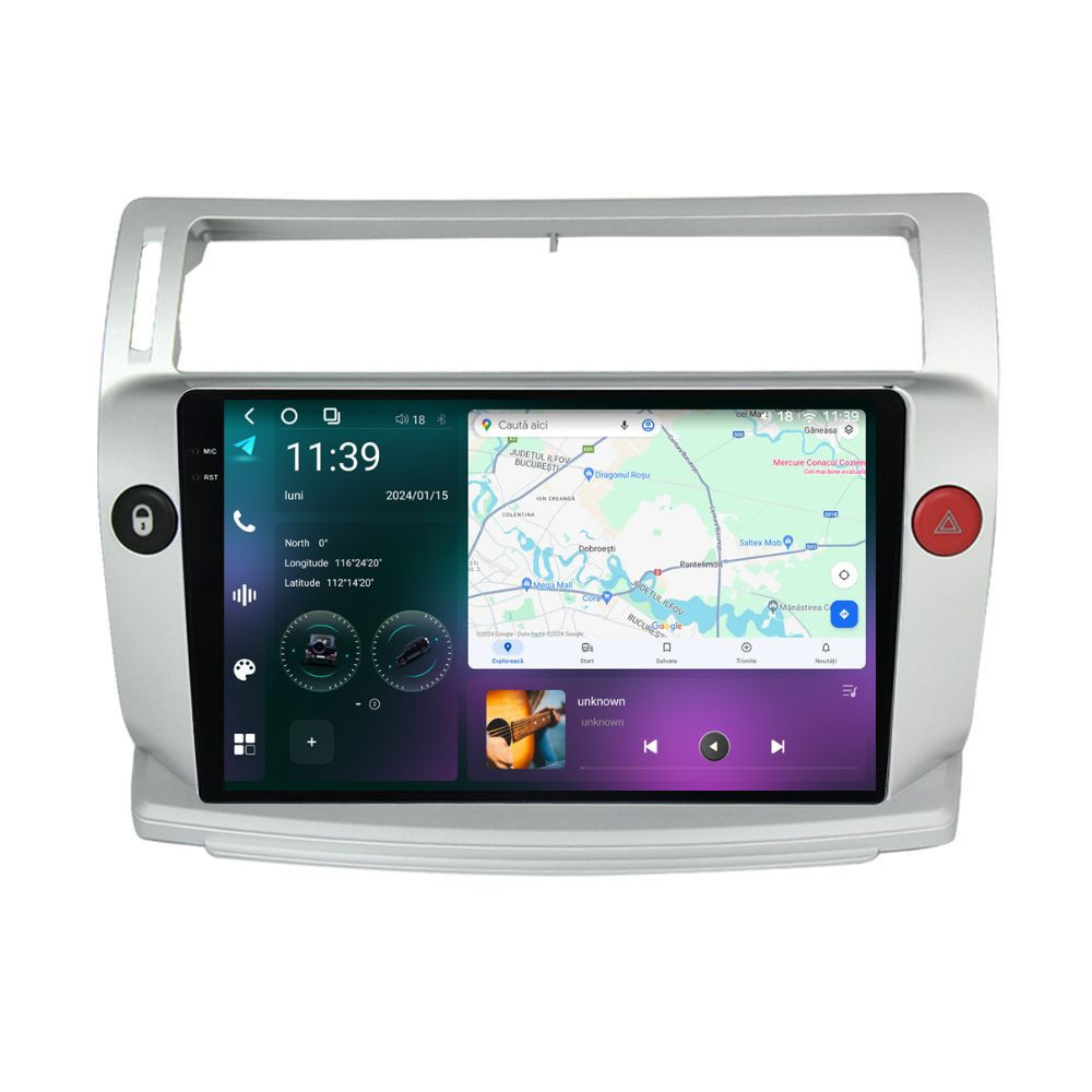 Navigatie dedicata cu Android Citroen C4 I 2004 - 2009, 12GB RAM, Radio GPS Dual Zone, Display 2K QLED 9.5