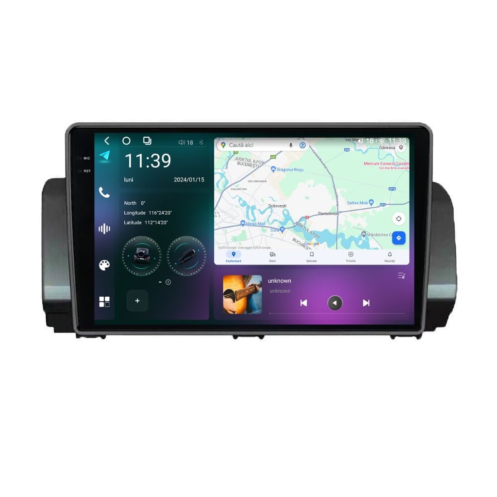 Navigatie dedicata cu Android Dacia Logan III dupa 2021, 12GB RAM, Radio GPS Dual Zone, Display 2K QLED 9.5