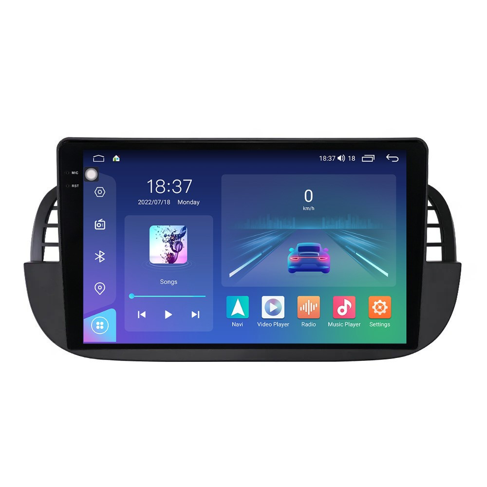 Navigatie dedicata cu Android Fiat 500 2007 - 2015, negru, 4GB RAM, Radio GPS Dual Zone, Display 2K QLED 9.5