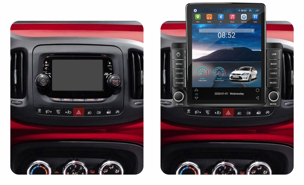 Navigatie dedicata cu Android Fiat 500L dupa 2012, 1GB RAM, Radio GPS Dual Zone, Touchscreen IPS 9.7