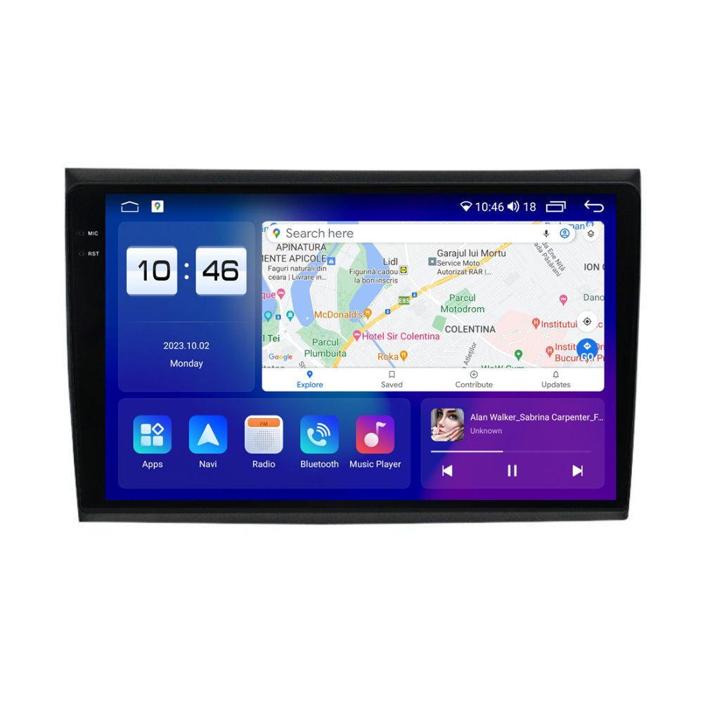 Navigatie dedicata cu Android Fiat Bravo 2007 - 2016, 4GB RAM, Radio GPS Dual Zone, Display 2K QLED 9.5