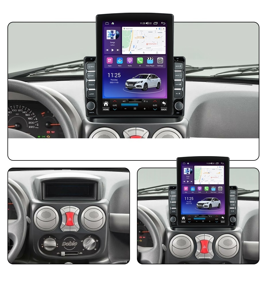 Navigatie dedicata cu Android Fiat Doblo 2000 - 2009, 8GB RAM, Radio GPS Dual Zone, Touchscreen IPS 9.7