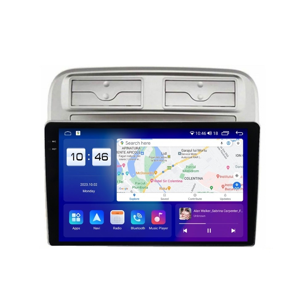 Navigatie dedicata cu Android Fiat Punto 199 / Grande Punto 2005 - 2010, 4GB RAM, Radio GPS Dual Zone, Display 2K QLED 9.5