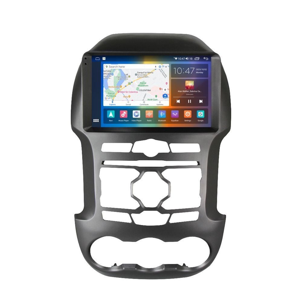 Navigatie dedicata cu Android Ford Ranger 2011 - 2015, 8GB RAM, Radio GPS Dual Zone, Display 2K QLED 9.5