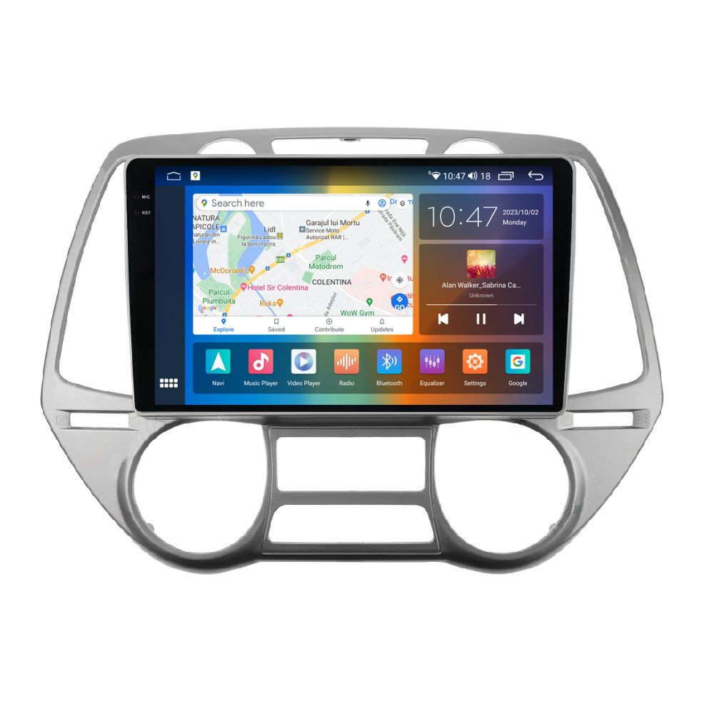 Navigatie dedicata cu Android Hyundai i20 2008 - 2012, clima automata, 8GB RAM, Radio GPS Dual Zone, Display 2K QLED 9.5