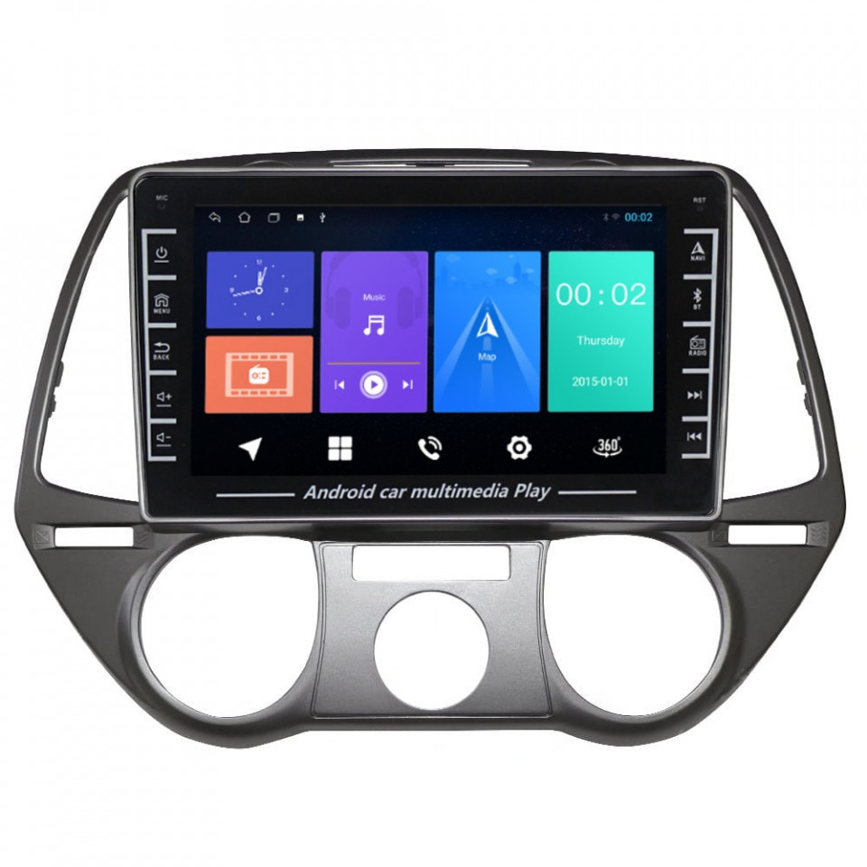 Navigatie dedicata cu Android Hyundai i20 2008 - 2012, clima manuala, 1GB RAM, Radio GPS Dual Zone, Display HD IPS 8