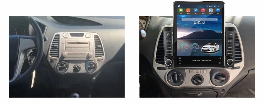 Navigatie dedicata cu Android Hyundai i20 2008 - 2012, clima manuala, 2GB RAM, Radio GPS Dual Zone, Touchscreen IPS 9.7