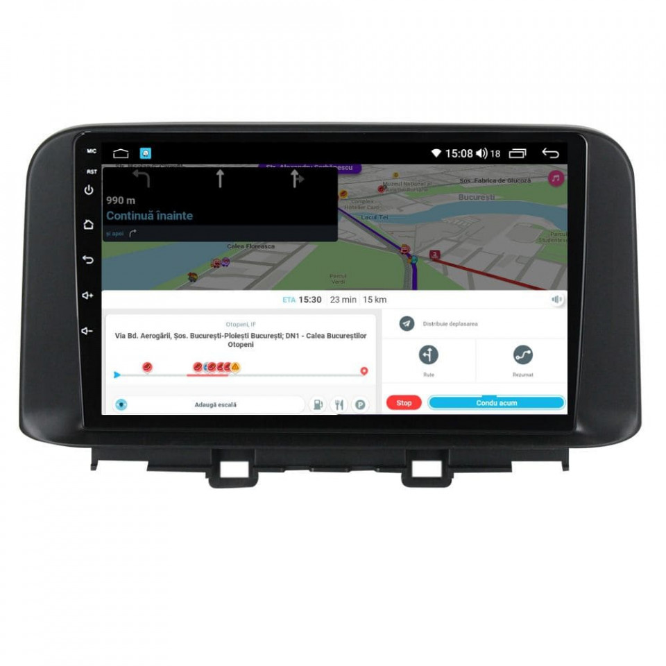 Navigatie dedicata cu Android Hyundai Kona dupa 2017, 8GB RAM, Radio GPS Dual Zone, Display HD QLED 10" Touchscreen, Internet Wi-Fi si slot SIM 4G, Bluetooth, MirrorLink, USB - Imagine 8