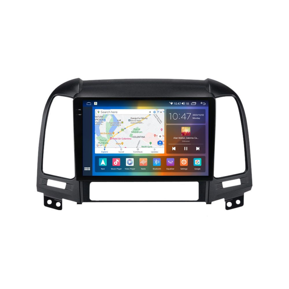 Navigatie dedicata cu Android Hyundai Santa Fe II 2006 - 2012, 8GB RAM, Radio GPS Dual Zone, Display 2K QLED 9.5