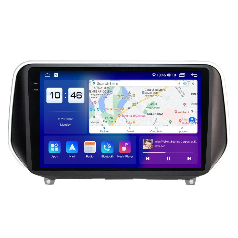 Navigatie dedicata cu Android Hyundai Santa Fe IV dupa 2018, 4GB RAM, Radio GPS Dual Zone, Display 2K QLED 10.36