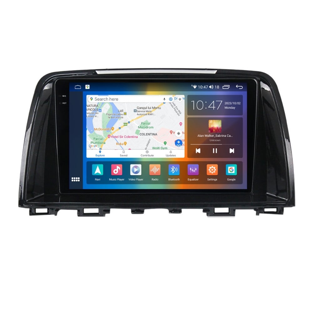 Navigatie dedicata cu Android Mazda 6 2013 - 2015, 8GB RAM, Radio GPS Dual Zone, Display 2K QLED 9.5