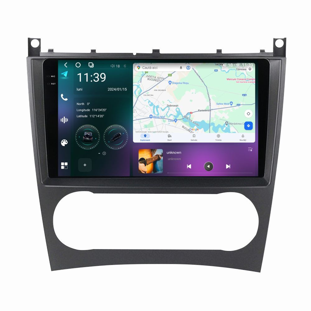 Navigatie dedicata cu Android Mercedes CLC-Class CL203 2008 - 2011, 12GB RAM, Radio GPS Dual Zone, Display 2K QLED 9.5