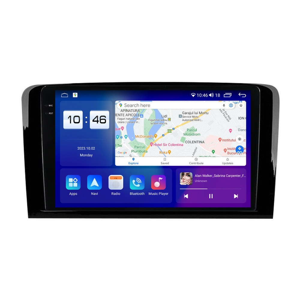 Navigatie dedicata cu Android Mercedes M-Class ML W164 2005 - 2012, 8GB RAM, Radio GPS Dual Zone, Display 2K QLED 9.5