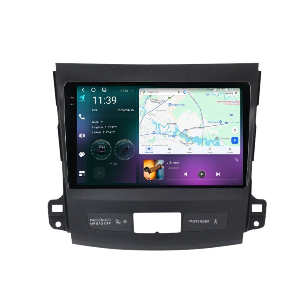 Navigatie dedicata cu Android Mitsubishi Outlander II 2006 - 2012, 12GB RAM, Radio GPS Dual Zone, Display 2K QLED 9.5