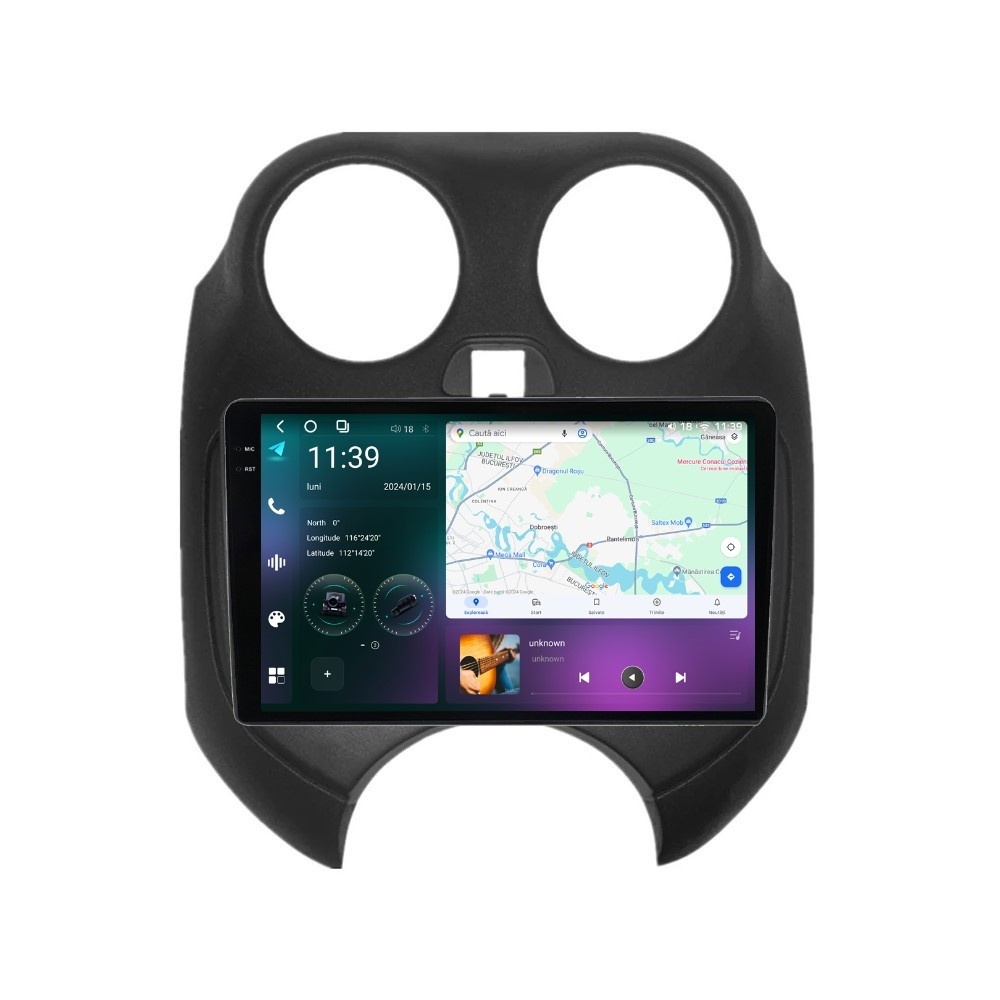Navigatie dedicata cu Android Nissan Micra IV 2010 - 2013, 12GB RAM, Radio GPS Dual Zone, Display 2K QLED 9.5