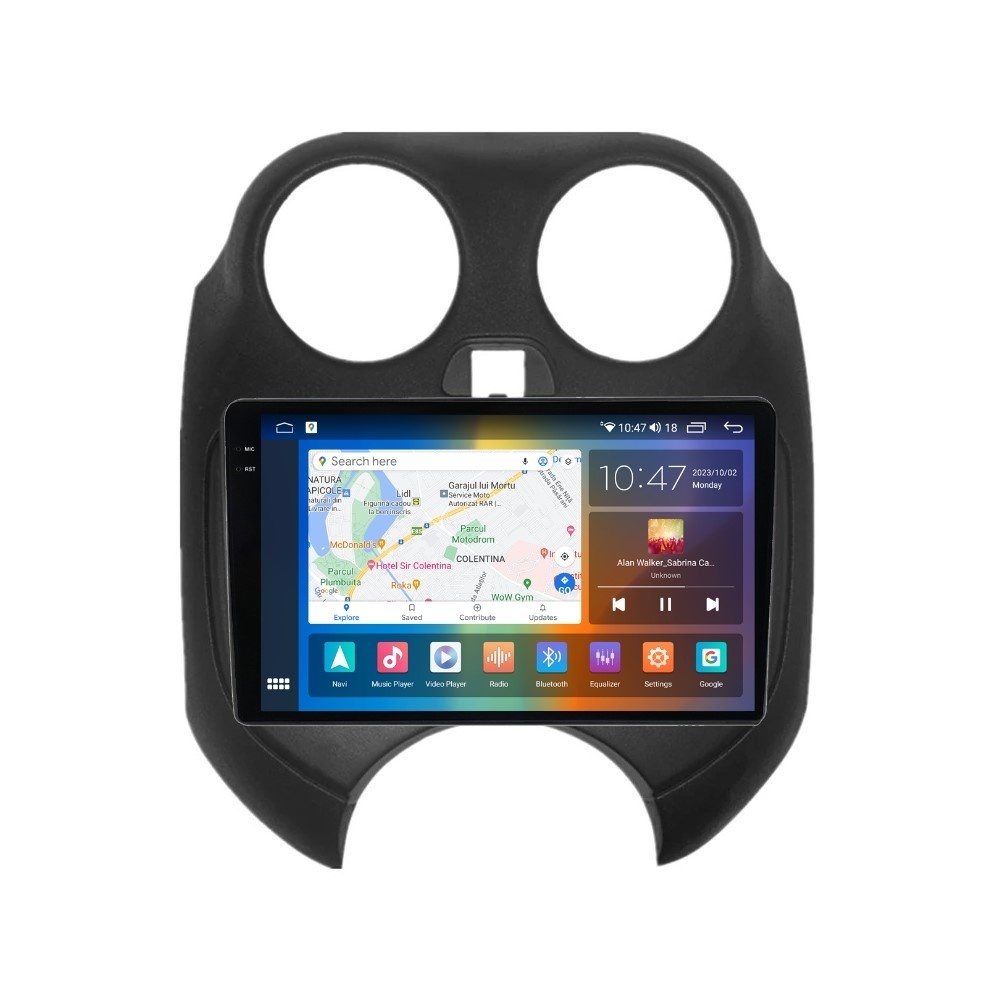 Navigatie dedicata cu Android Nissan Micra IV 2010 - 2013, 8GB RAM, Radio GPS Dual Zone, Display 2K QLED 9.5