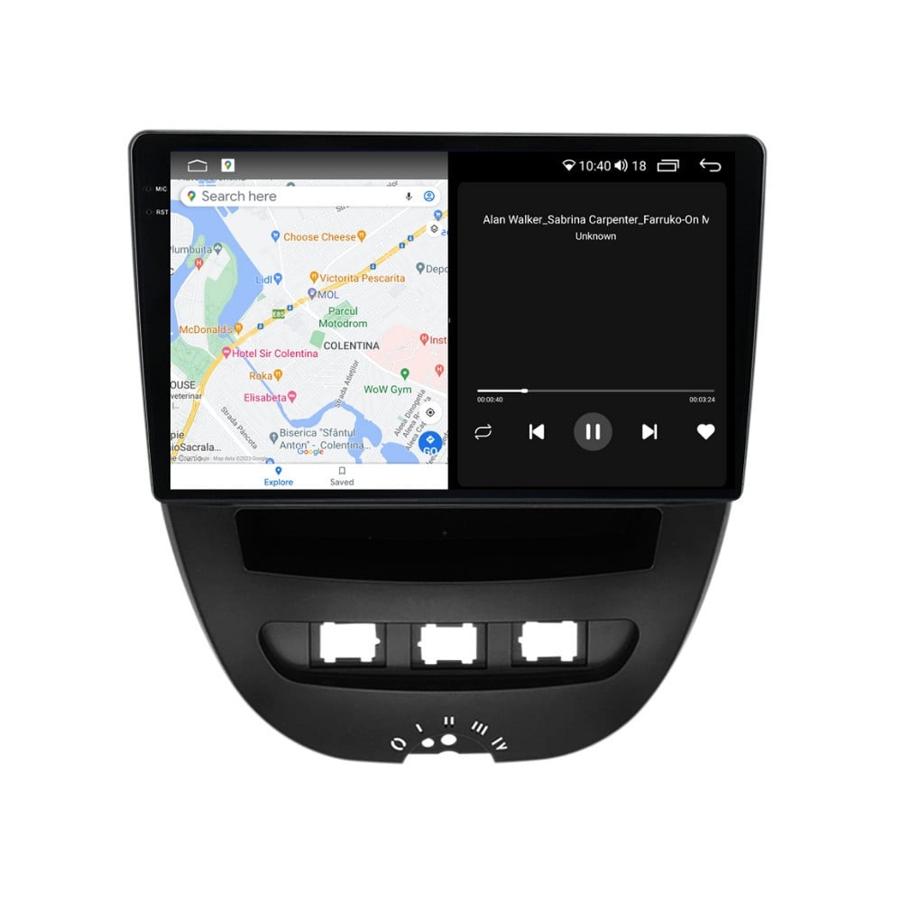 Navigatie dedicata cu Android Peugeot 107 2005 - 2014, 4GB RAM, Radio GPS Dual Zone, Display 2K QLED 10.36