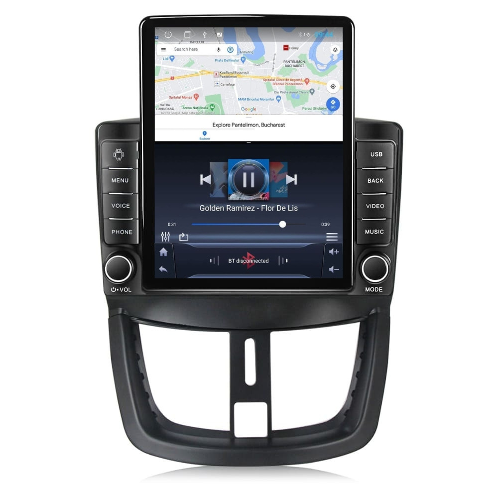 Navigatie dedicata cu Android Peugeot 207 2006 - 2015, 2GB RAM, Radio GPS Dual Zone, Touchscreen IPS 9.7