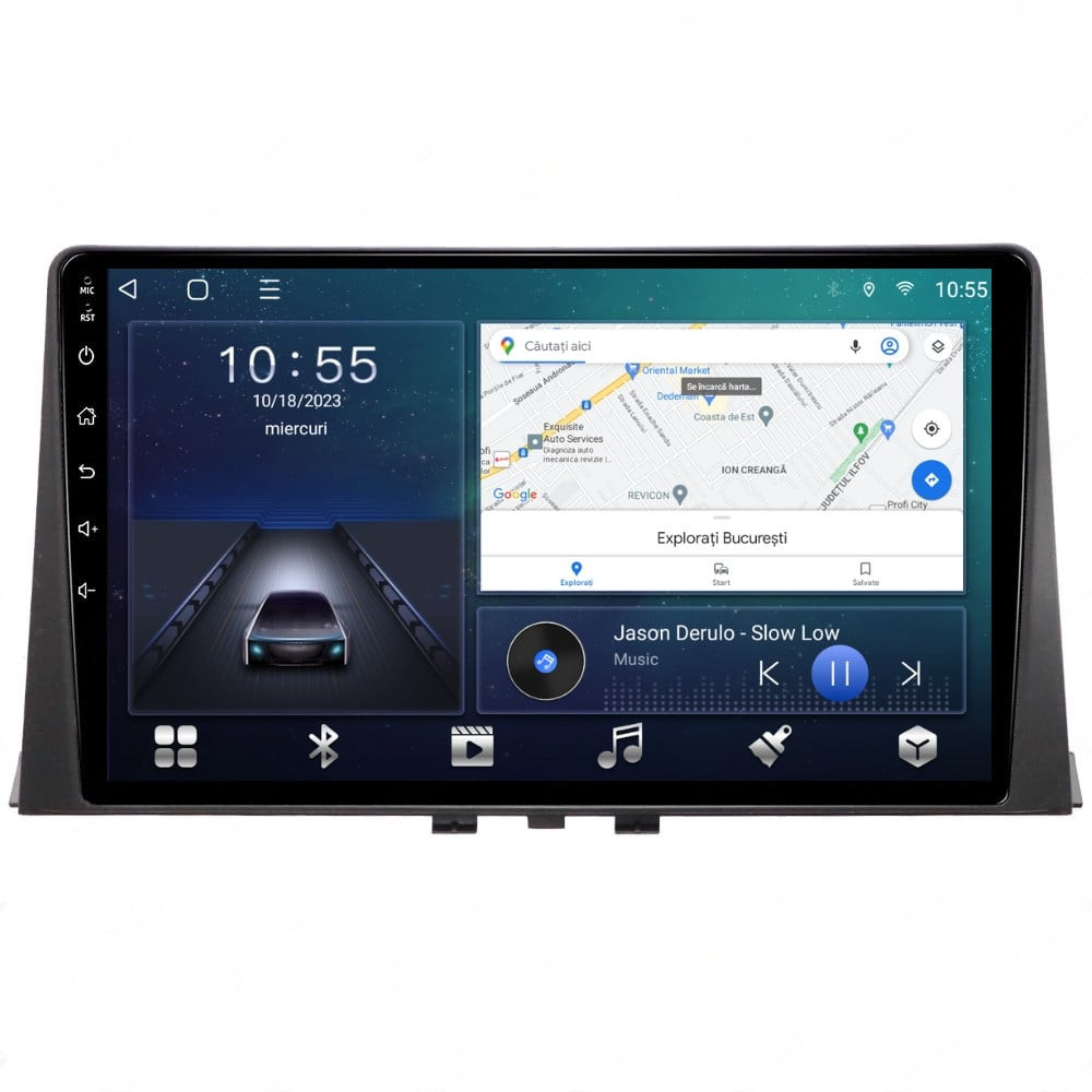 Navigatie dedicata cu Android Peugeot Partner dupa 2018, 2GB RAM, Radio GPS Dual Zone, Display HD QLED 10