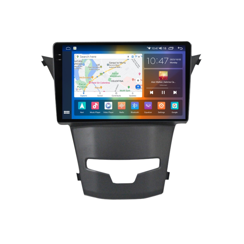 Navigatie dedicata cu Android Ssangyong Korando 2013 - 2019, 4GB RAM, Radio GPS Dual Zone, Display 2K QLED 9.5