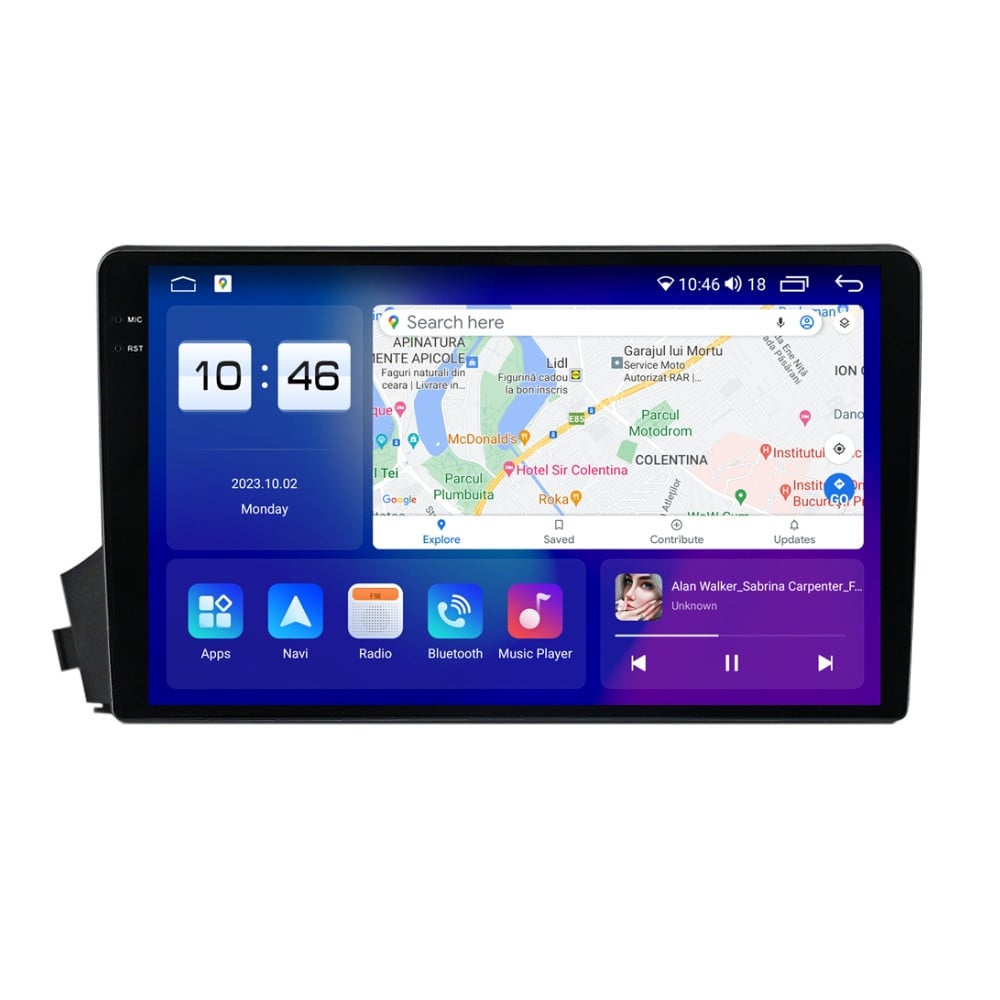 Navigatie dedicata cu Android Ssangyong Kyron 2005 - 2011, 4GB RAM, Radio GPS Dual Zone, Display 2K QLED 9.5