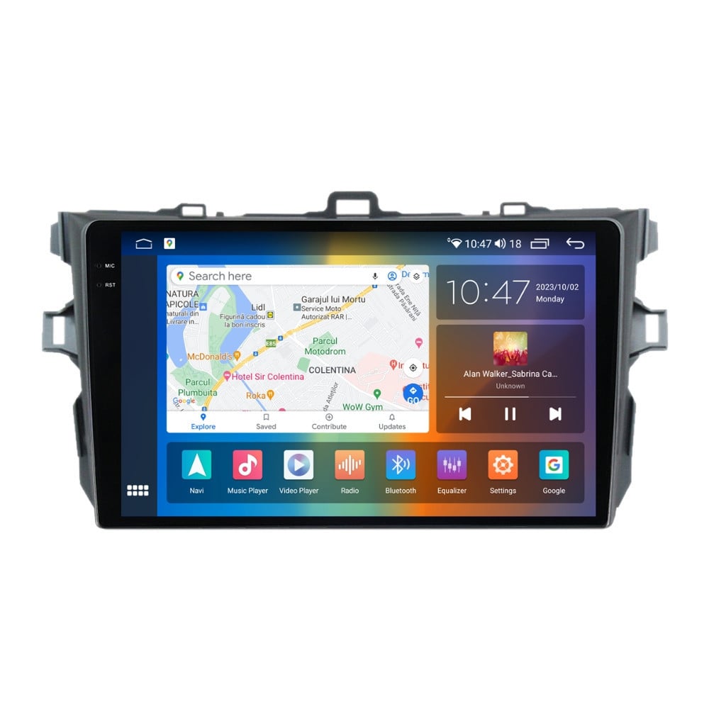 Navigatie dedicata cu Android Toyota Corolla 2007 - 2013, 4GB RAM, Radio GPS Dual Zone, Display 2K QLED 9.5