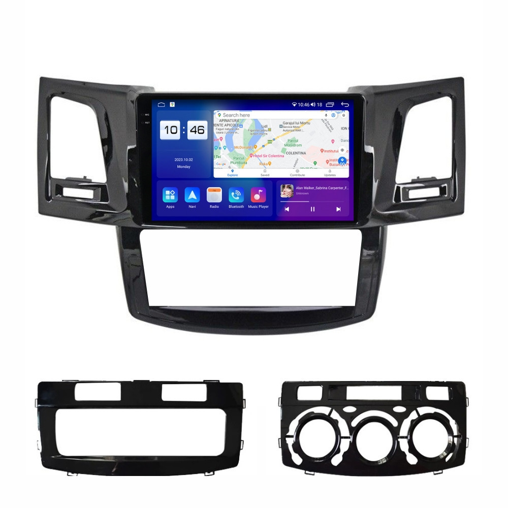 Navigatie dedicata cu Android Toyota Hilux VII 2004 - 2015, 4GB RAM, Radio GPS Dual Zone, Display 2K QLED 9.5