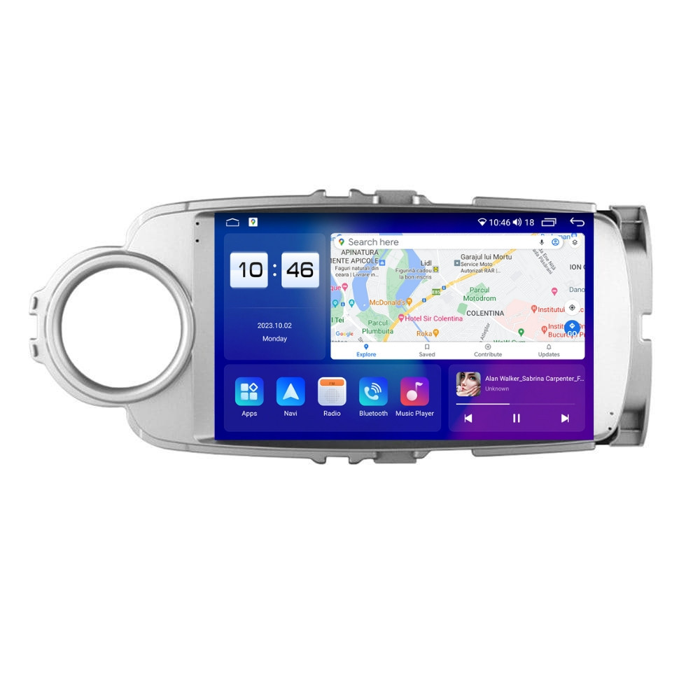 Navigatie dedicata cu Android Toyota Yaris P13 2011 - 2018, 8GB RAM, Radio GPS Dual Zone, Display 2K QLED 9.5