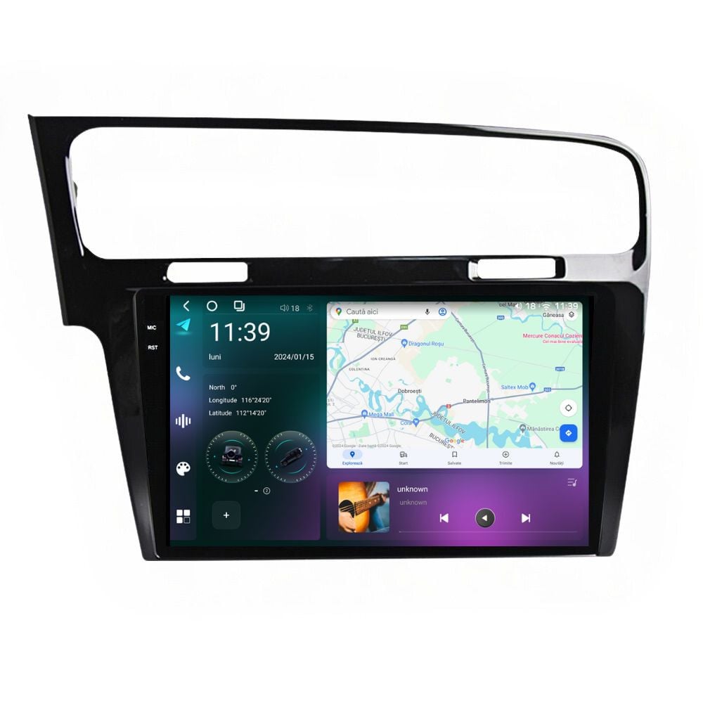 Navigatie dedicata cu Android VW Golf VII 2012 - 2019, negru, 12GB RAM, Radio GPS Dual Zone, Display 2K QLED 10.36