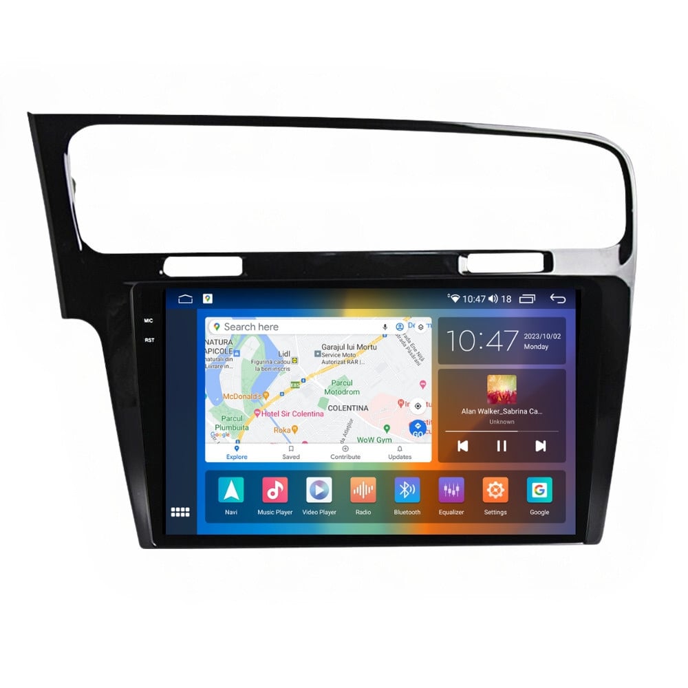 Navigatie dedicata cu Android VW Golf VII 2012 - 2019, negru, 4GB RAM, Radio GPS Dual Zone, Display 2K QLED 10.36