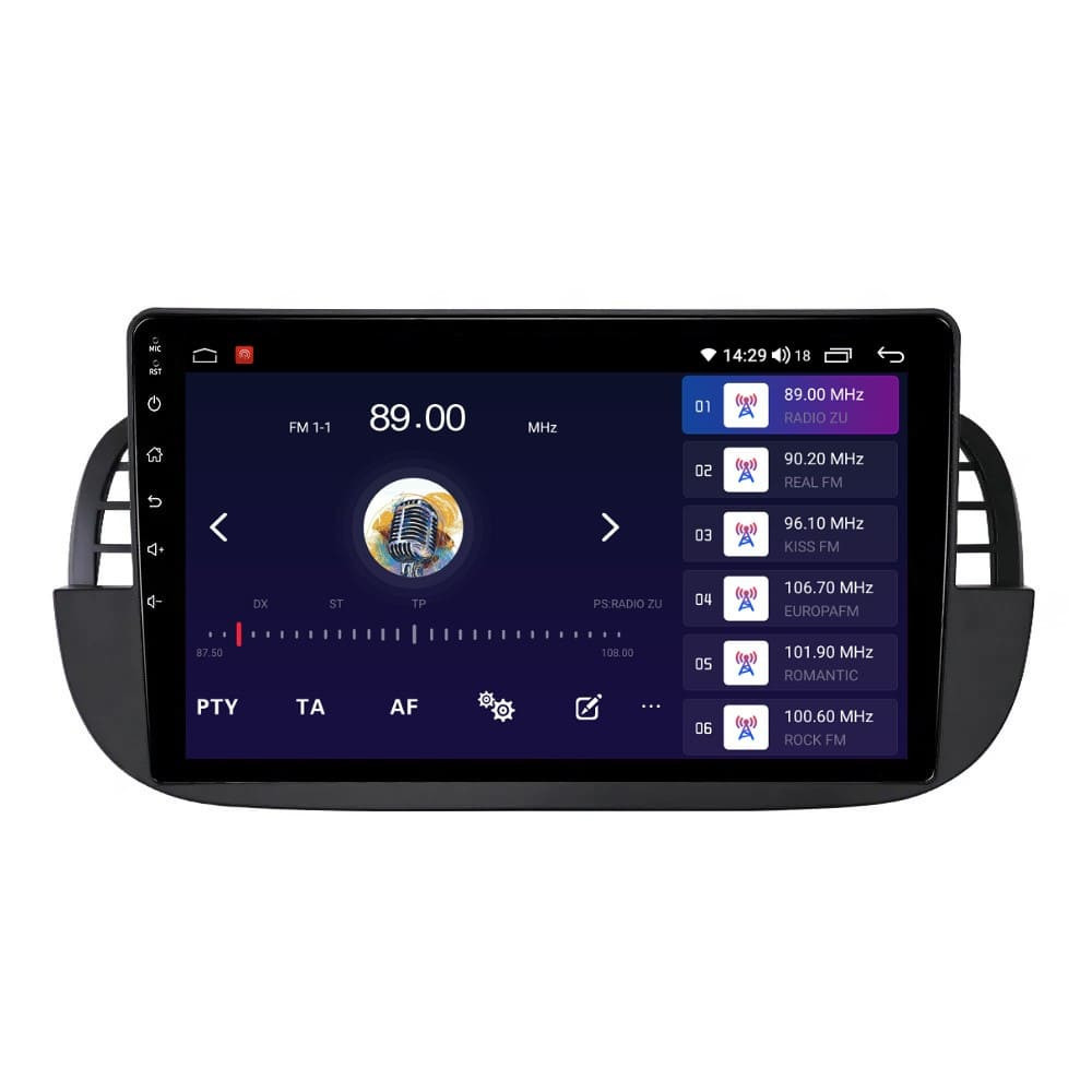 Navigatie dedicata cu Android Fiat 500 2007 - 2015, negru, 4GB RAM, Radio GPS Dual Zone, Display HD QLED 9