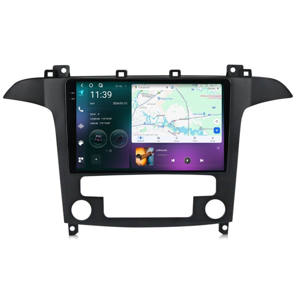 Navigatie dedicata cu Android Ford S-Max I / Galaxy II 2006 - 2015, clima automata, 12GB RAM, Radio GPS Dual Zone, Display 2K QLED 9.5